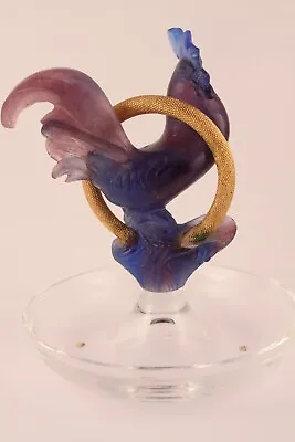 Buy Daum France Pate De Verre Crystal Glass Rooster Figurine Ring Holder Dish Bowl • 400.53£