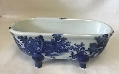 Buy Antique  Victoria Ware Ironstone Flow Blue 4 Footed Serving Dish /bowl*rare • 47.43£