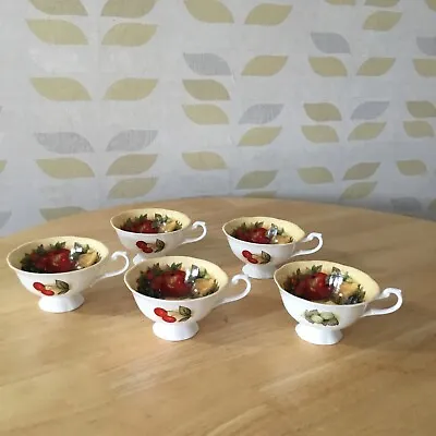 Buy Vintage Queens Fine Bone China Antique Fruit Series Footed Tea Cup X 5 • 22£