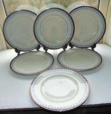 Buy Royal Doulton Minton Consort Pattern 6 X Dinner Plates 27cm Blue Cream C1980s • 65£