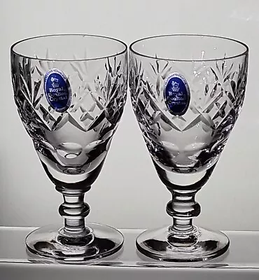 Buy 2 X Royal Doulton Crystal Wine Glasses  Georgian  Pattern • 39.95£