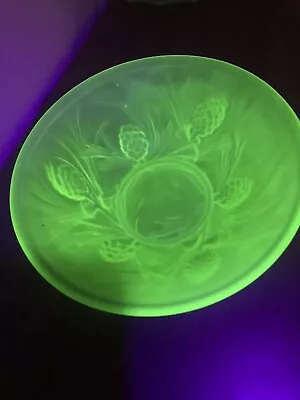 Buy Art Deco Green Uranium Glass Fruit Bowl Pine Cone Design  • 29.99£