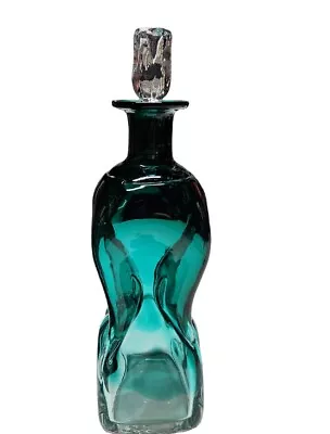 Buy Vtg Magnor Glass Decanter Danish Kluk Kluk Pinched Teal Green 1960s Stopper MCM • 95.88£