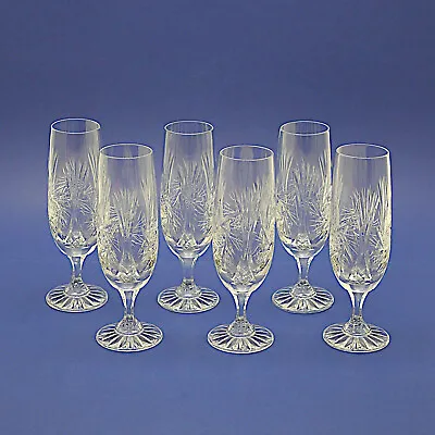 Buy Six Bohemia Crystal Pinwheel Champagne Flutes/Glasses - 18cm/7.1  High • 29.99£
