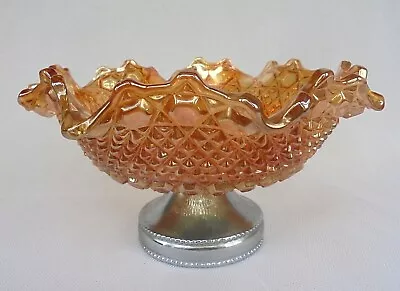 Buy Beautiful Carnival Glass Fruit Bowl With A Metal Foot  • 28£
