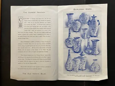 Buy Burgess & Leigh Burslem Burleigh Ware Nankin Blue Pottery Advertising Pamphlet • 27£