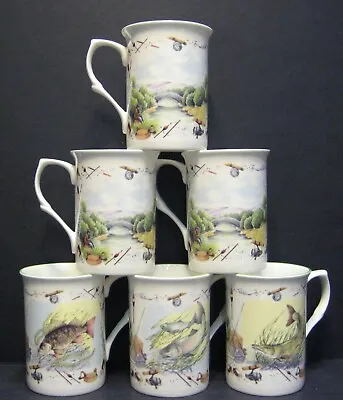 Buy Set Of 6/3 Mugs Fishing Fine Bone China Mugs Cups Castle Shape • 14.20£