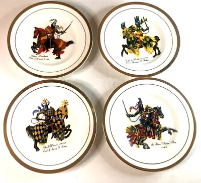Buy Set (4) THOMAS BEAUCHAMP Earl Knights RWL London Porcelain Gold Rim 8  Plates • 21.01£