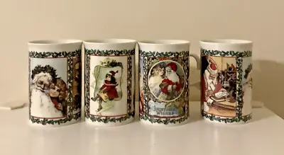 Buy Set Of 4 Dunoon Stoneware Mugs Merry Christmas From Original Victorian Prints • 29.95£