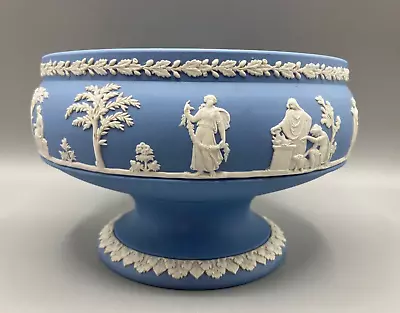 Buy Antique Wedgwood Jasperware Blue & White Pedestal Bowl • 49.99£