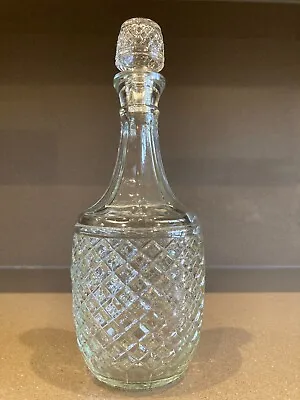 Buy Vintage Glass Whisky Brandy Decanter  With Stopper Diamond Pineapple Design • 8.99£