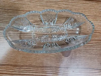 Buy Vintage Clear Glass Oval Celery Relish Bowl Flowers Scalloped 8.5 Cut Glass READ • 9.64£