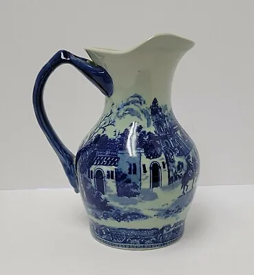 Buy Vintage Lg. Victoria Ware Ironstone Pitcher - Flow Blue Style - Old World Town  • 151.44£