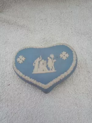 Buy Pretty Vintage Blue And White Wedgewood Jasper Ware Heart Shaped Trinket Box • 7.99£