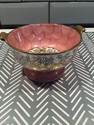 Buy Rare Vintage Maling Pottery Rosine Rose Pedestal Bowls Gilded Handle Lustre • 16£