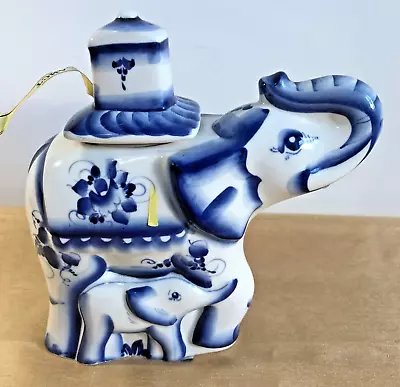 Buy Lovely Russian Elephant Tea Caddy Blue And White Pottery • 0.99£