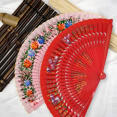 Buy Spanish Classical Double Sided Painted Wooden Fan Dance Folding Hand Fan Gifts • 4.06£