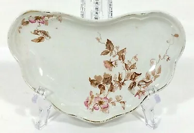 Buy W RIDGWAYS Crescent BONE DISH Porcelain Pink Floral Vtg Royal England Churchill • 14.40£