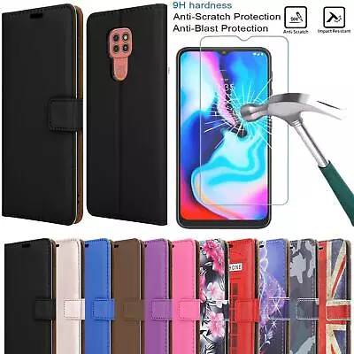 Buy For Motorola Moto E7 Wallet Case, Leather Flip Stand Phone Cover + Screen Glass • 5.45£