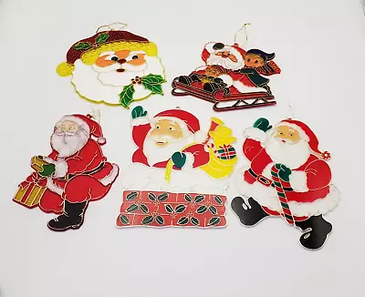 Buy Vintage Plastic Stained Glass Christmas Window Hanging Decorations • 7.99£