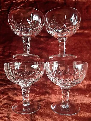 Buy Set Vintage Stuart Cut Crystal Champagne Coupes Saucers Glasses CARLINGFORD X4 • 55£