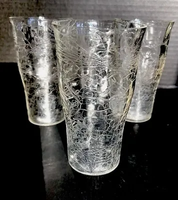 Buy Antique Crystal Crackle Paneled / Glass - Set Of 3 - 5  Tumblers Fluted Interior • 34.09£
