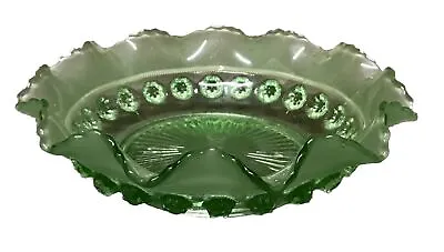Buy Vintage DAVIDSON Green Glass Art Deco Wavy Shape Prunt Dish • 6£