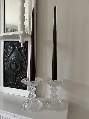 Buy Pair Of Beautiful Vintage Cut Glass Candlesticks • 12£