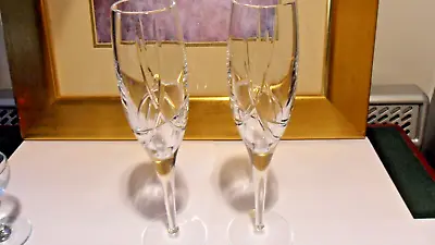 Buy Pair Of Stuart Jasper Conran Crystal Champagne Toasting Flutes Glasses Excellent • 45£