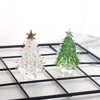Buy 2Pcs Crystal Christmas Tree Figurine Collectible Glass Christmas Ornament Gift • 10.79£