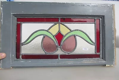 Buy Antique Stained Glass Window Panel Old Wooden Art Nouveau Victorian 19 X10.5  • 40£