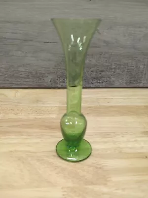 Buy Vintage Etched Bud Vase/Vaseline Glass/Floral Vase/Green Depression Bud Vase • 11.37£