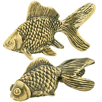 Buy  2 Pcs Brass Small Fish Ornament Office Tabletop Animal Statue • 6.88£