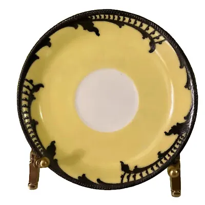 Buy Sevres 1846 Chateau De St Cloud Small Yellow Saucer Porcelain Silver Overlay, 4” • 18.90£