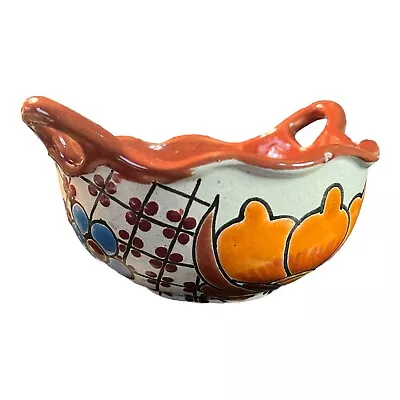Buy Talavera Bowl Hand Painted In Mexico No Glow Approx 7  D To Handles AS IS • 24.06£