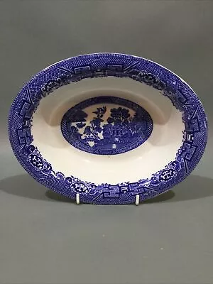 Buy Vintage Blue & White China Willow Pattern  Open Oval Veg Dish / Serving Bowl • 11.95£