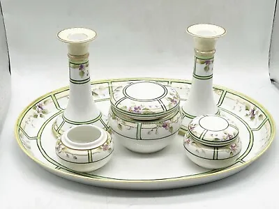 Buy Antique / Vintage Noritake China Dressing Table Set Candlesticks Tray Bowl • 39.99£