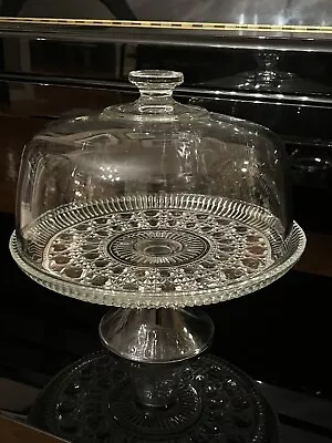 Buy Vintage/Cut Glass Pedestal 11  Cake Plate W/ Glass Dome Lid • 24.63£