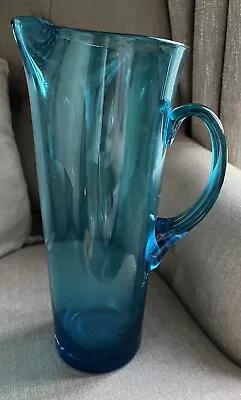 Buy Whitefriars Rare Turquoise Blue Glass Jug Hand Blown Mid Century Modern vintage • 20£