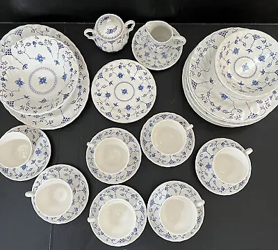 Buy MYOTT STAFFORDSHIRE FINLANDIA TABLE WEAR TEA DINNER SET Blue White CHINA 40 Pcs • 473.61£