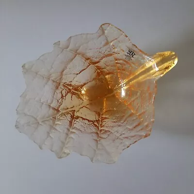 Buy Mats Jonasson Orange Folia Leaf Bowl Swedish Art Glass Lead Crystal • 15£