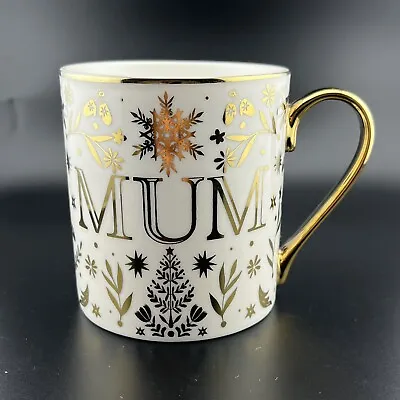 Buy M&S Marks And Spencer Christmas Mug Cup Tea Coffee Gold Etched Mum Mug VGC • 11.99£