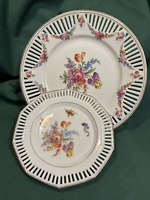 Buy VINTAGE~ Germany: Bavarian Bone China Reticulated Antique Plates • 20.51£