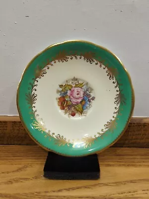Buy Green J A Bailey Signed Aynsley England Bone China Cabbage Rose Gold Saucer Only • 20£