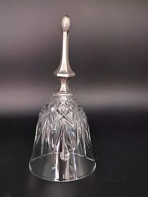 Buy Dainty Vintage Cut Glass Bell / Metal Handle 17cm • 5£