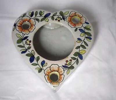 Buy Vintage French Quimper Heart Shaped Faience Inkwell Ink Stand • 14.99£