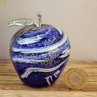 Buy Neo Art Glass Handmade Blue Apple Fruit Decor Paperweight Glassware Ornament • 24£