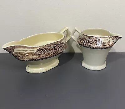 Buy Myotts 'Country Life' Pottery Gravy And Milk Jug Country Vintage Transfer Ware • 12.99£