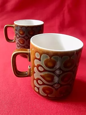 Buy Hornsea Pottery ‘Bronte’ Pair Of 1970s Vintage Ceramic Mugs 90mm. Tall • 9.99£