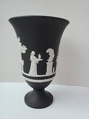 Buy Rare Wedgwood Made In England Black Jasperware Footed Vase • 130£